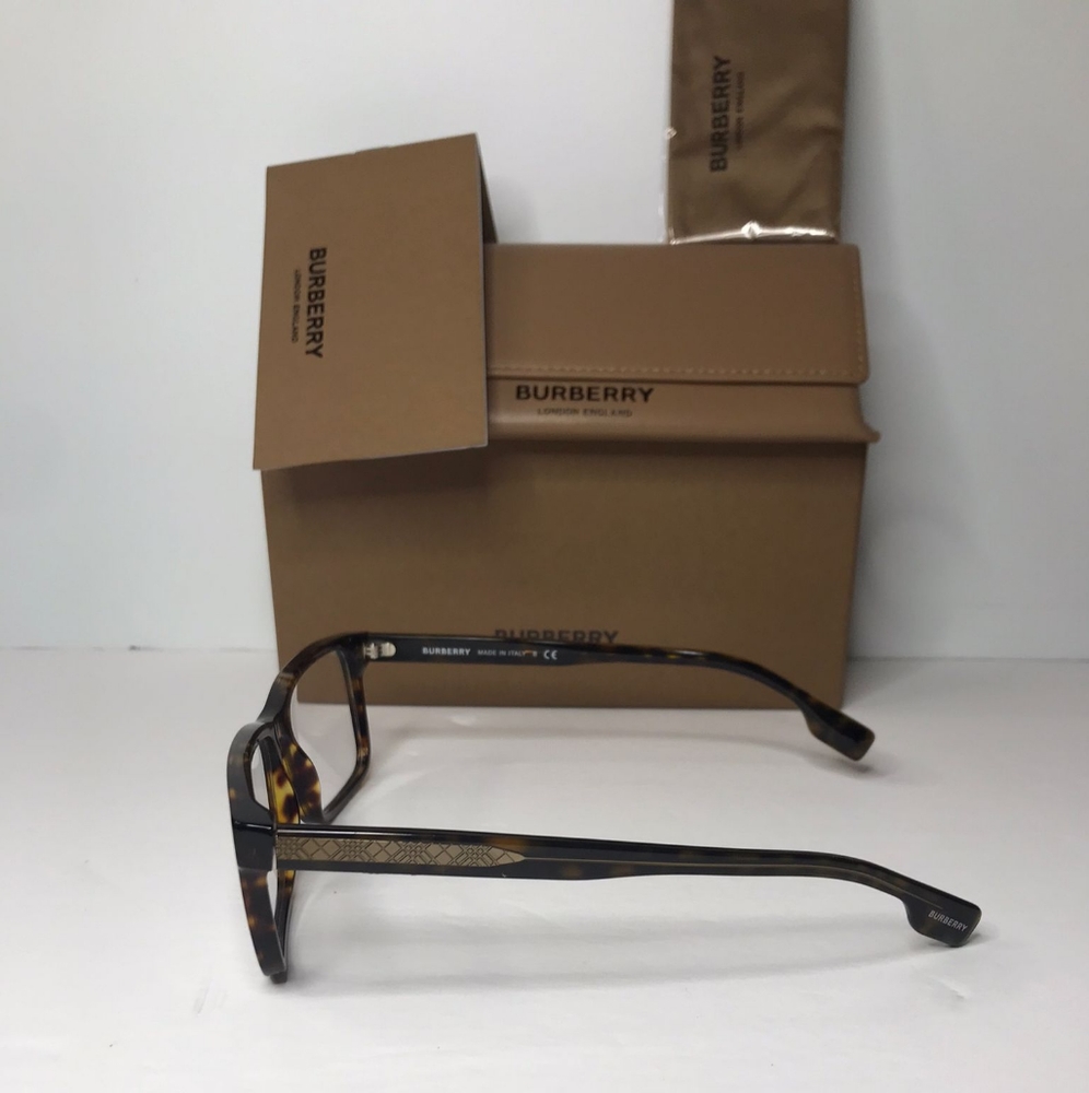 Authentic New BURBERRYMen's Tortoise Square Eyeglass Frames BE2320F386455 - Picture 10 of 15